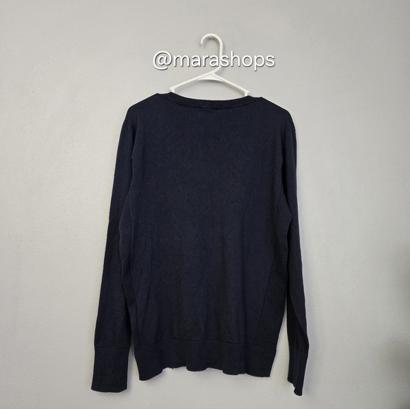 American Giant Men's Navy Merino Wool V-neck Sweater - Picture 4 of 5